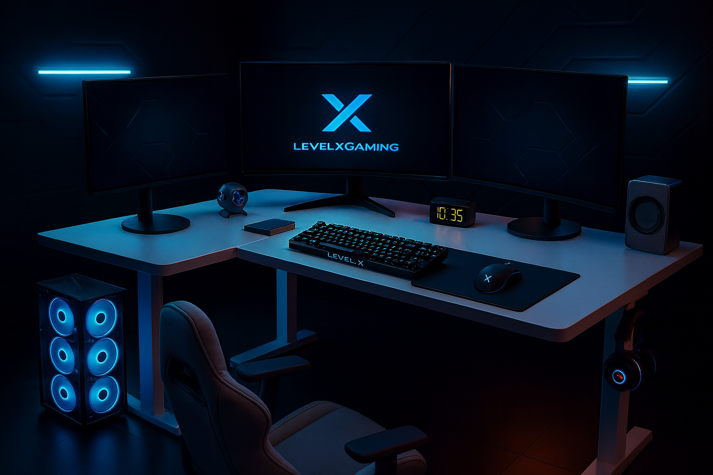 Bureau ergonomique LevelX DeskXgames LED
