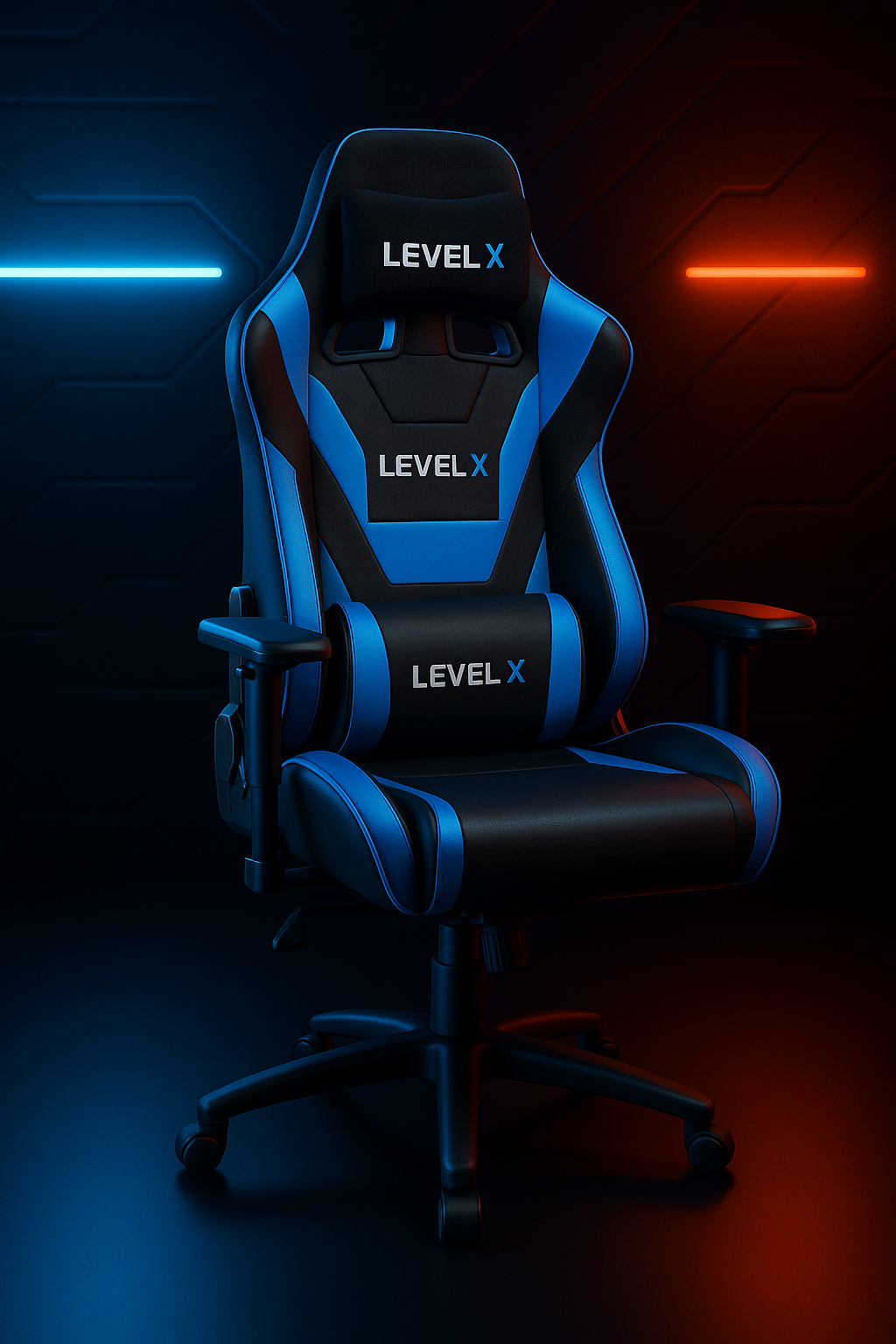 Chaise gaming/streaming RGB avec coussin LevelX ErgoXlight